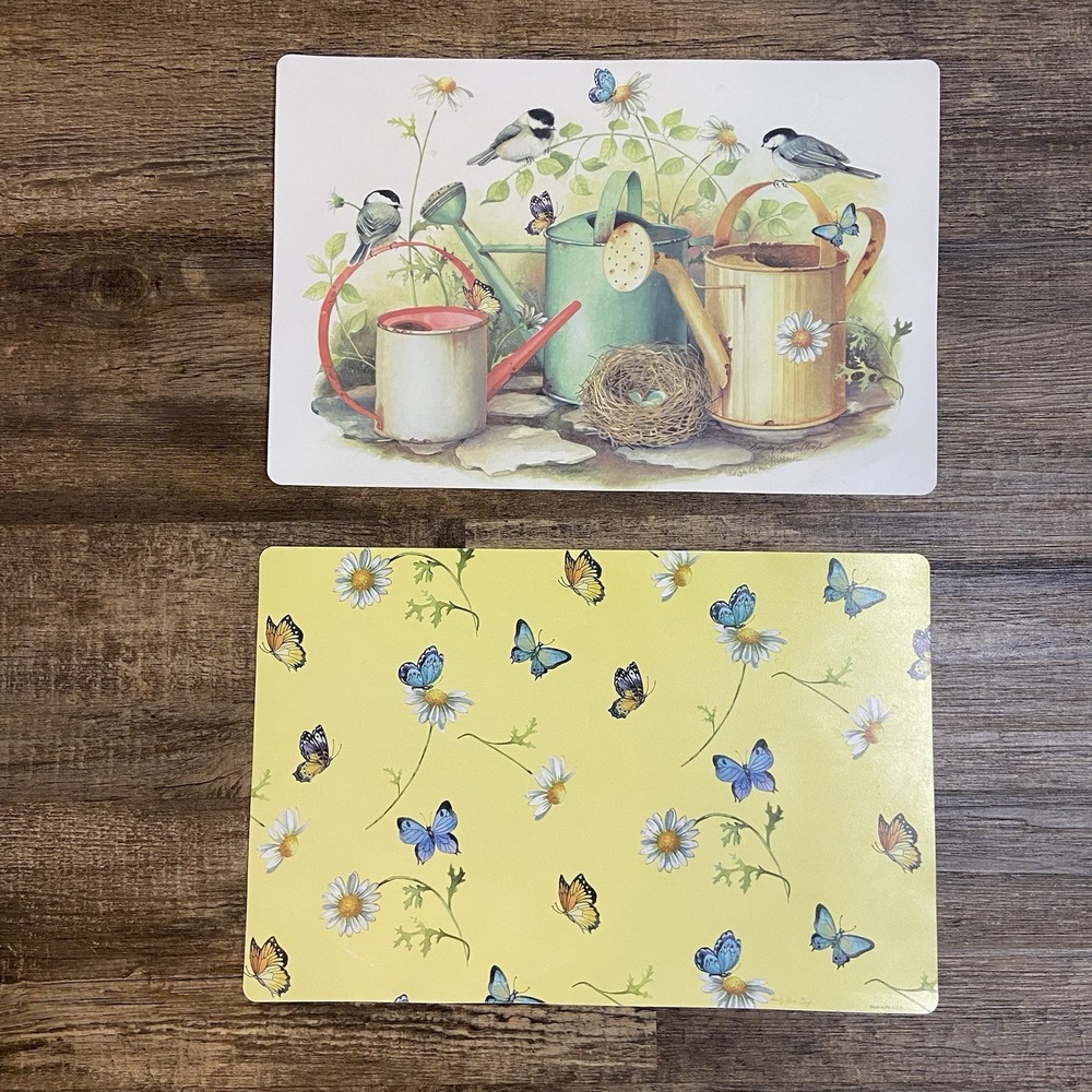 Pfaltzgraff Naturewood Decofoam Reversible Placemats Birds Butterflies Set of 2‎
